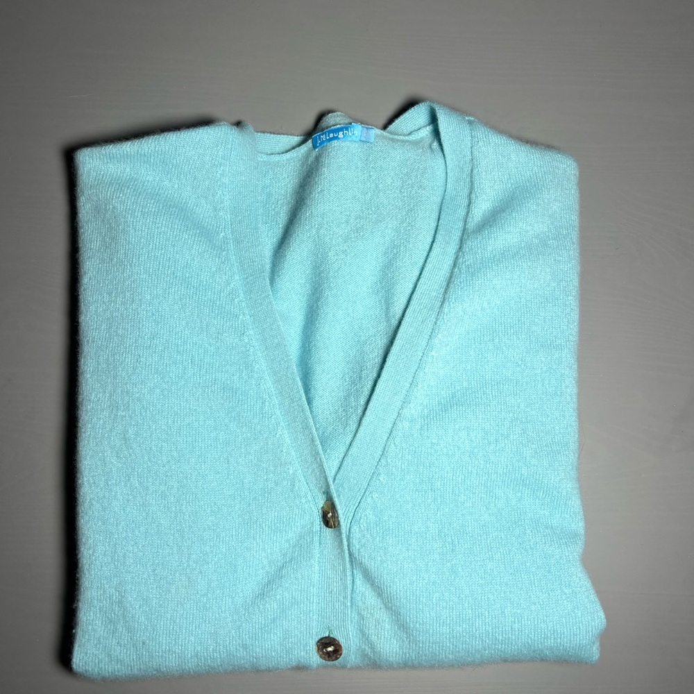 Cashmere J. McLaughlin Size S Light Aqua V-Neck Cardigan
